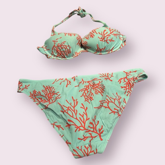 Women's Victoria's Secret Coral Print Bikini 36C and Medium - Picture 5 of 16